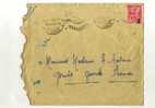 - FRANCE TUNISIE . AFFRANCHISSEMENT SIMPLE SUR ENVELOPPE DE 1950  POUR LA METROPOLE . ENVELOPPE ABIMEE - Cartas & Documentos