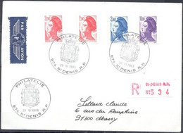 Enveloppe Recommandée De 974 ST DENIS R.P. Le 28 VI 1983 Pour 91300 MASSY Liberté De GANDON 2274x 2275 Et 2276 - 1982-1990 Liberté (Gandon)