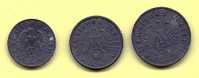 LOT 3 MONNAIES ANCIENNES III REICH- 1 + 5 + 10 PFENNIG ALLIAGE ZING- 1941-1942-1943 - 10 Reichspfennig