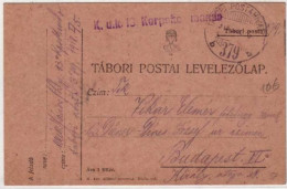 GUERRE 14/18 : CARTE MILITAIRE "TABORI POSTAHIVATAL N°379" - 1918 - Lettres & Documents