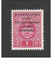 LUBIANA - OCCUPAZIONE -1941: Segnatasse, Valore Nuovo S.T.L. Da 1 D. VARIETA' Soprastampa Senza Rombi-NOT CERTIFICATE  . - Lubiana