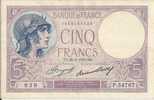 -  FRANCE - BILLETS - 5 F - VIOLET - FG - 20 - 4 - 1933 - FG - N° 828 - P . 54767 - - 5 F 1917-1940 ''Violet''