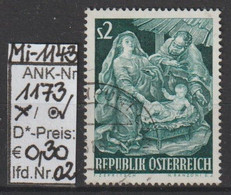 1963  - ÖSTERREICH - SM "Weihnacht" 2 S Blaugrün - O  Gestempelt - S. Scan (1173o 02   At) - Oblitérés