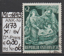 1963  - ÖSTERREICH - SM "Weihnacht" 2 S Blaugrün - O  Gestempelt - S. Scan (1173o 06-28   At) - Oblitérés