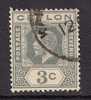 CEYLON 1923 3ct USED GREY STAMP SCRIPT WMK SG 343 (201) - Ceylan (...-1947)