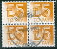 1982 Great Britain Postage Due 5 Pound #J103 Block Of 4 - Impuestos