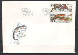 Czechoslovakia 1989 MiNr. 3007, 3010 Tschechoslowakei Amphibians Frogs  2v LOCAL FDC 3.50 € - Kikkers