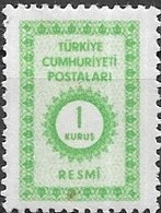 TURKEY 1965 Official -1k - Green  MNH - Nuevos