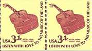 US Scott 1613 Line Pair - MUSIC GUITAR - 3.1 Cent  - Mint Never Hinged - Coils & Coil Singles