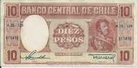 -  CHILI - BILLETS - 10  - DIEZ PESOS - N° A 28 - 129 - 617490 - - Chile