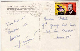 AIR FRANCE - CARTE SPECIALE "BOEING 707" - VOL DAKAR  PARIS - 1963 - 1960-.... Covers & Documents