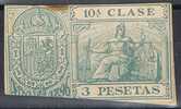 Sello Fiscal Año 1896, 10º Clase, 3 Pesetas - Fiscales