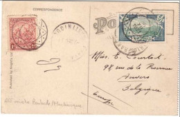 RARE - 1931 - Affranchissement Mixte BARBADE / MARTINIQUE (Fort De France) Sur CPA Des Barbades  => Belgique - Lettres & Documents