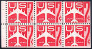 US C60a Mint Never Hinged 7c Airmail Booklet Pane From 1960 - 2b. 1941-1960 Ungebraucht