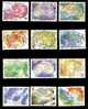 2001 12 Zodiac Stamps Oval Astronomy Lion Virgo Cancer Scorpio Aries Aquarius Libra Taurus - Astronomia