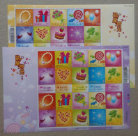 2009 Happy Times Stamps Sheets Champagne Liquor Wine Pearl Bouquet Rose Candy Balloon Heart Cake Clover Strawberry - Wines & Alcohols