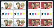 Australia 1981 Royal Wedding  Charles And Diana MNH Gutter Blocks Of 4 - Ungebraucht