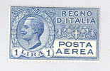 1926/28 POSTA AEREA Tipo Leoni - Vittorio Emanuele III - L. 1 Azzurro - Nuovo - PER FILATELICI (Max) - Correo Aéreo