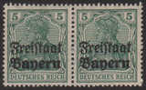 BAVIERA - Francobolli Di Germania 1905/16 Soprastampati 5 P. Verde (coppia) - 1919 - Nuevos