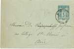 REF MM10 - ENVELOPPE SAGE 5c VERT FONCE VOYAGEE VERS AIRE-S-LA-LYS JANVIER 1885 - Standard Covers & Stamped On Demand (before 1995)