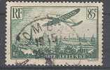 France, Poste Aérienne 1936, Yvert N° 8, 85 C Vert "Avion Survolant Paris ", Obl De ROMBAS, Moselle,TTB, Cote 3,00 Euros - 1927-1959 Matasellados