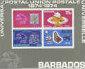 Barbados-1974 Centenary Of UPU Souvenir Sheet MNH - Barbados (1966-...)