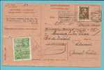 427 Op Ontvangkaart Met Firmaperforatie (G.D.B.) Van "Grande Distillerie Belge" Met Stempel BRUSSEL - 1936-1957 Open Collar