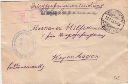 OFFICIER RUSSE PRISONNIER DE GUERRE 14/18 En ALLEMAGNE (BISCHOFSWERDA) Pour Le Comité D'AIDE De COPENHAGUE (DANEMARK) - 1916-19 Occupation Allemande