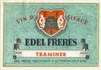 Genuine Label  étiquette Authentique Alsace TRAMINER EDEL MITTELWIHR Haut Rhin . Années 50. - Gewürztraminer