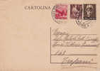 MESSINA / TRAPANI - Cartolina  Postale Italia Turrita L.1,20  + 2 + Cent. 80   -  05.04.1947 - Storia Postale