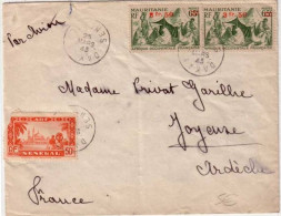 SENEGAL - LETTRE PAR AVION  De DAKAR Pour JOYEUSE (ARDECHE) - 1945 - Affrt MIXTE SENEGAL/MAURITANIE - Cartas & Documentos