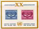 1965 Nazioni Unite New York Foglietto Nuovo (**) Cooperazione E 20° Ann. N.U. - Blocs-feuillets