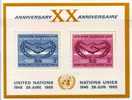 1965 Nazioni Unite New York Foglietto Nuovo (**) Cooperazione E 20° Ann. N.U. - Blocchi & Foglietti
