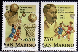 REPUBBLICA DI SAN MARINO 1991 CENTENARIO DELLA PALLACANESTRO BASKET CENTENARY SERIE COMPLETA COMPLETE SET  MNH - Nuevos