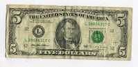 - ETATS-UNIS . 5 $  1995 . BILLET USAGE . PLIS - Billetes De La Reserva Federal (1928-...)