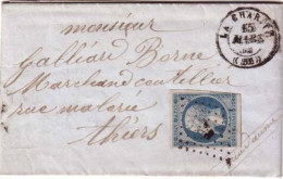 Yvert N°10 - 25c  REPUBLIQUE Sur LETTRE - Timbre B - 1853 - LA CHARITE (58) Pour THIERS (63) - 1852 Luis-Napoléon