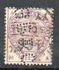 D002  Grande Bretagne SG 188 Oblitéré  Cote £ 35.00  Perfin - Perforés