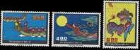 1966 Folklore Stamps Moon Dragon Boat Lion Costume Festival Chinese New Year - Chinese New Year