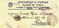 Franchigia / Palermo -Città  - Intendenza Di Finanza - 09.07.1932 - Franquicia