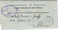 Franchigia / Palermo -Città  - Intendenza Di Finanza -  20.07.1953 - Franchise