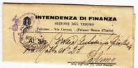 Franchigia / Palermo -Città  - Intendenza Di Finanza  - 07.11.1936 - Franquicia