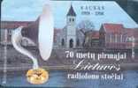 # LITHUANIA 18 70 Metu Pirmajai Lietuvos  Radiofono 25 Urmet 01.96  Tres Bon Etat - Lituania