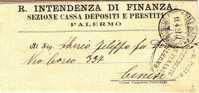 Franchigia / Palermo - Cinisi  - Intendenza Di Finanza  -  11.04.1927 - Zonder Portkosten