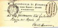 Franchigia / Palermo - Castelbuono  - Intendenza Di Finanza  -  12.03.1927 - Zonder Portkosten
