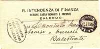Franchigia / Palermo - Balestrate  - Intendenza Di Finanza  -  28.09.1927 - Franquicia