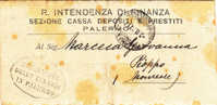 Franchigia / Palermo - Pioppo - Intendenza Di Finanza  -  03.08.1927 - Zonder Portkosten