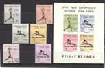 Haiti, Serie 7 + 4 Stamps In Block, Year 1964, M 780-786+ Block 29, Olympic Games Tokyo, MNH (**) - Ete 1964: Tokyo