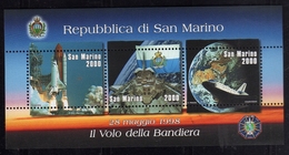 REPUBBLICA DI SAN MARINO 1998 LA BANDIERA NELLO SPAZIO FLAG IN SPACE BLOCCO FOGLIETTO BLOCK SHEET BLOC FEUILLET MNH - Ungebraucht