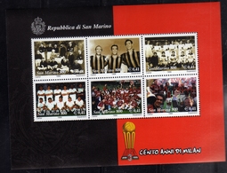 REPUBBLICA DI SAN MARINO 1999 MILAN CENTO ANNI CENTENARY SERIE BLOCCO FOGLIETTO SET BLOCK SHEET BLOC FEUILLET MNH - Neufs