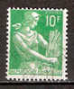 Timbre France Y&T N°1115A (02) Obl.  Type Moissonneuse  10 F. Vert. Cote 0,15 € - 1957-1959 Mietitrice